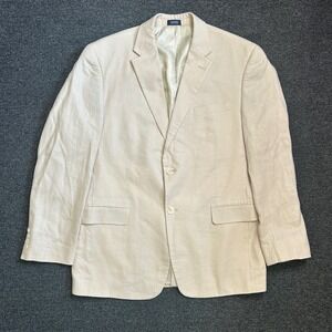 Saddlebred Linen Blazer Tan Mens 42R Two Button Sport Coat Jacket Casual Formal